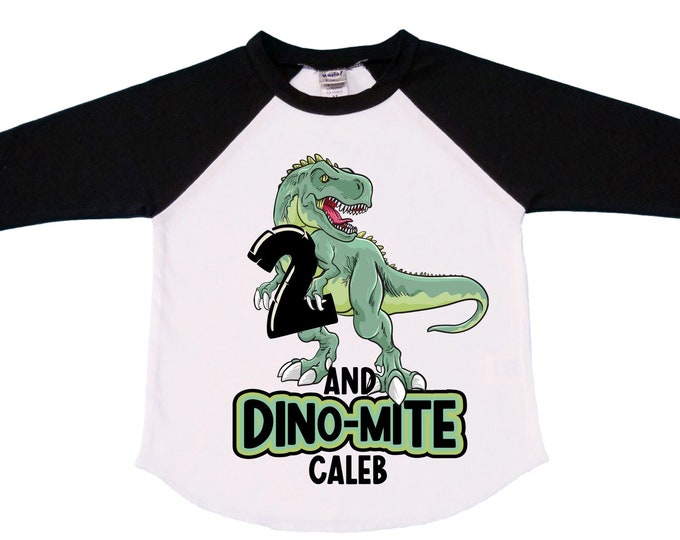 Personalized Two Rex Dinosaur theme Birthday Shirt. Two Birthday. Boy's Dino Birthday Shirt. Dinosaur Birthday Shirt.