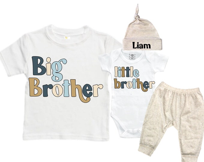 Big Brother/Little Brother Matching Sibling Set. Baby Shower Gift. Take Home Outfit. Matching Sibling Set