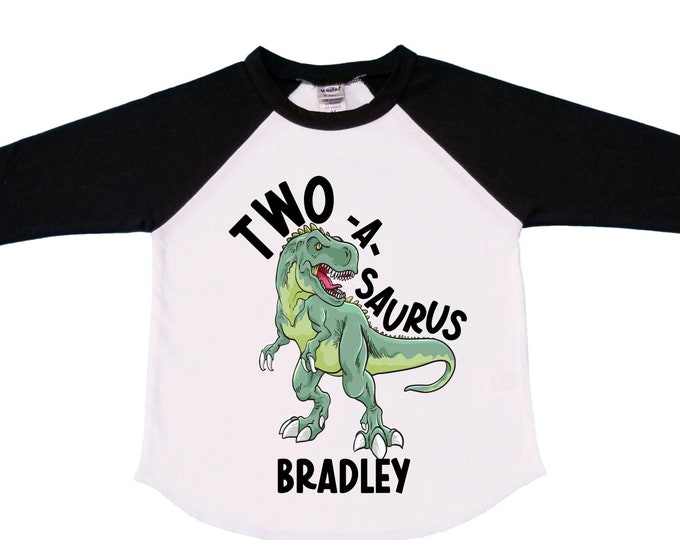 Personalized Two Rex Dinosaur theme Birthday Shirt. Two Birthday. Boy's Dino Birthday Shirt. Dinosaur Birthday Shirt.