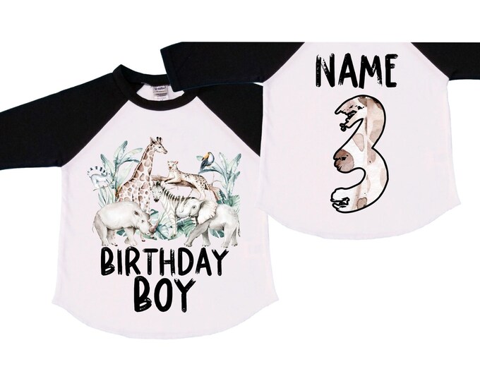 Personalized Let's Get Wild Birthday Shirt. THREE Birthday. Boy's Truck Birthday Shirt. Safari Birthday Shirt.