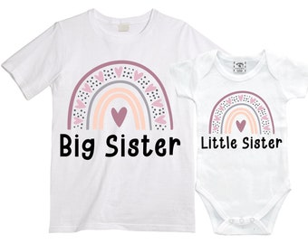SET Big Sister/Little Sister Matching Sister Set. Pregnancy Annoucement. Baby Shower Gift.