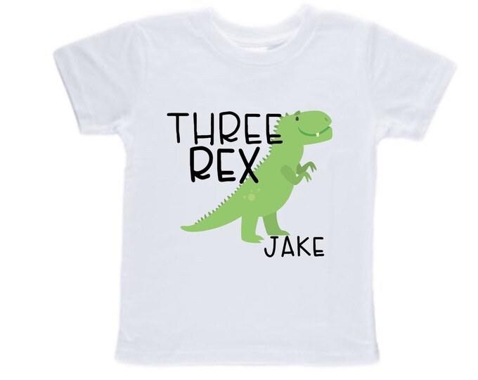 Personalized Dinosaur theme Birthday Shirt. Three Birthday. Boy's Dino Birthday Shirt. Dinosaur Birthday Shirt. THREE Rex