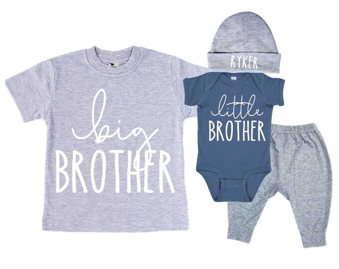 Big Brother/Little Brother Matching Sibling Set. Baby Shower Gift. Take Home Outfit. Matching Sibling Set