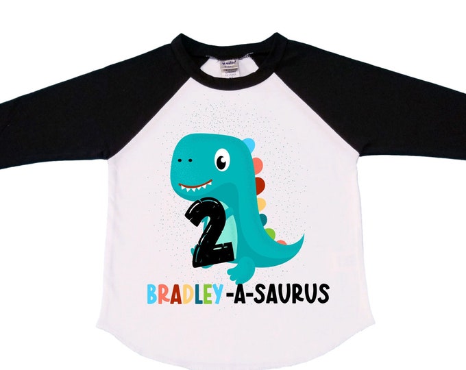 Personalized Two Rex Dinosaur theme Birthday Shirt. Two Birthday. Boy's Dino Birthday Shirt. Dinosaur Birthday Shirt.