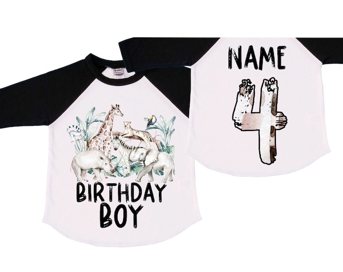 Personalized Let's Get Wild Birthday Shirt. FOUR  Birthday. Boy's Truck Birthday Shirt. Safari Birthday Shirt.