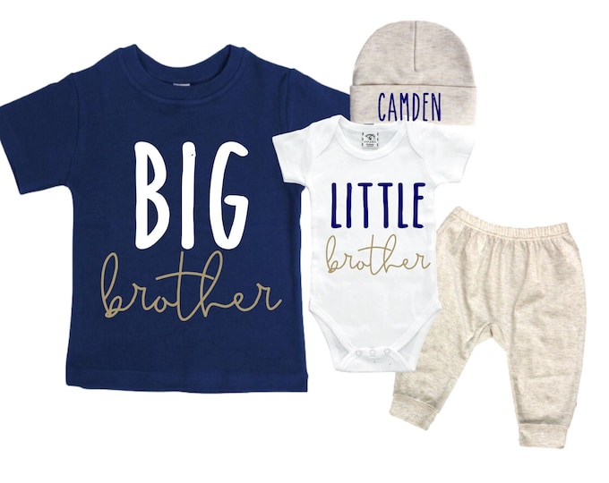 Big Brother/Little Brother Matching Sibling Set. Baby Shower Gift. Take Home Outfit. Matching Sibling Set
