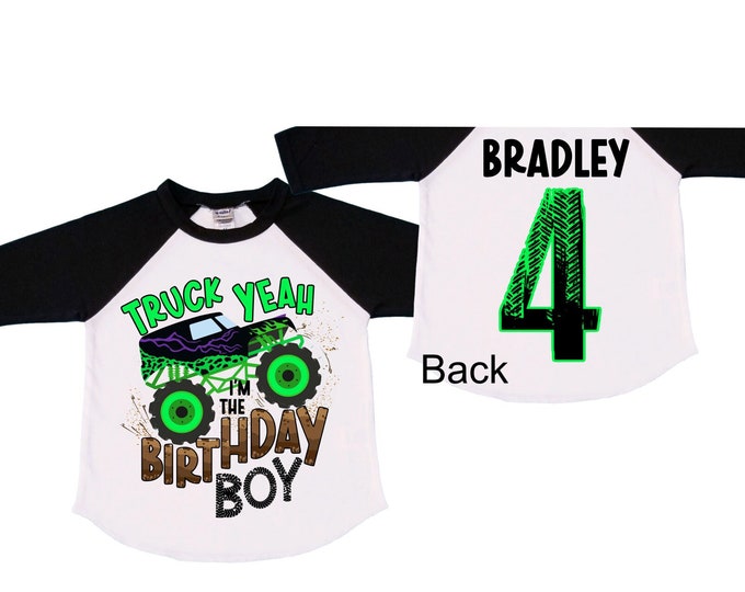 Personalized Monster Truck Crushing IT Birthday Shirt. FOUR  Birthday. Boy's Truck Birthday Shirt. Monster Truck Racing Birthday Shirt.