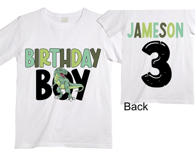 Personalized Dinosaur theme Birthday Shirt. Three Birthday. Boy's Dino Birthday Shirt. Dinosaur Birthday Shirt. THREE Rex