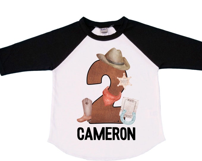 Personalized Farm Wild West / Cowboy / Western Themed Birthday Shirt. Two Birthday. Boy's Tractor Birthday Shirt.  Farm Birthday Shirt.