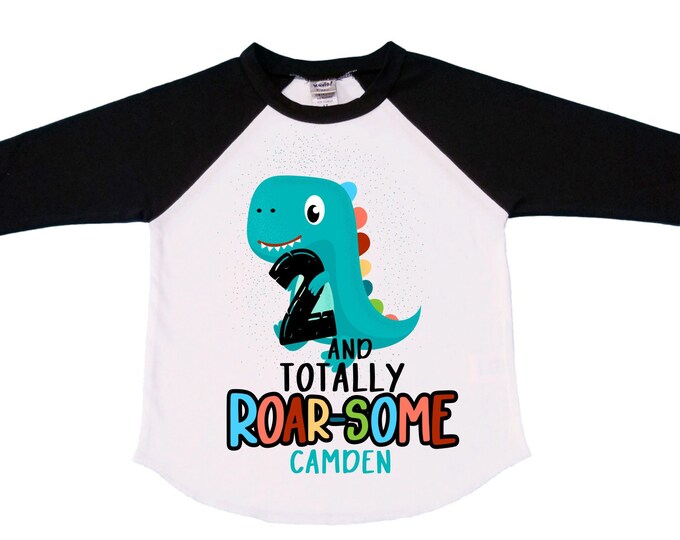Personalized Two Rex Dinosaur theme Birthday Shirt. Two Birthday. Boy's Dino Birthday Shirt. Dinosaur Birthday Shirt.