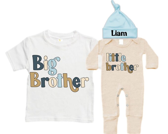 Big Brother/Little Brother Matching Sibling Set. Baby Shower Gift. Take Home Outfit. Matching Sibling Set