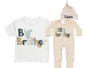 Big Brother/Little Brother Matching Sibling Set. Baby Shower Gift. Take Home Outfit. Matching Sibling Set