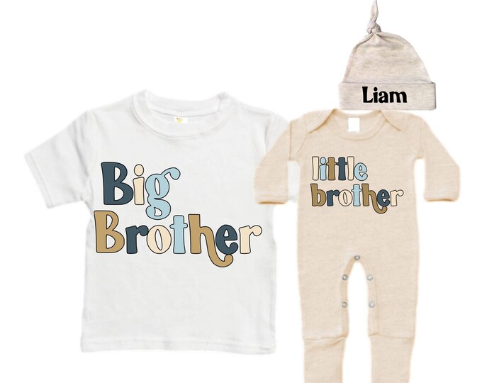 Big Brother/Little Brother Matching Sibling Set. Baby Shower Gift. Take Home Outfit. Matching Sibling Set