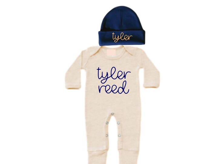 Personalized Name Baby Outfit. Baby Shower Gift. New Born Bring Home Outfit.