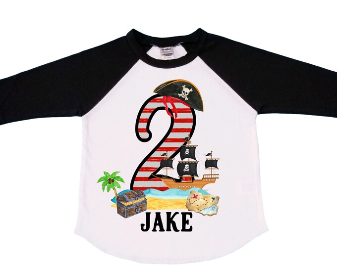 Personalized Pirate Ship theme Birthday Shirt. Two Birthday. Boy's Pirate Birthday. Shiver Me Timbers. Ahoy Matey. Arr. Arragh Shirt. Pirate