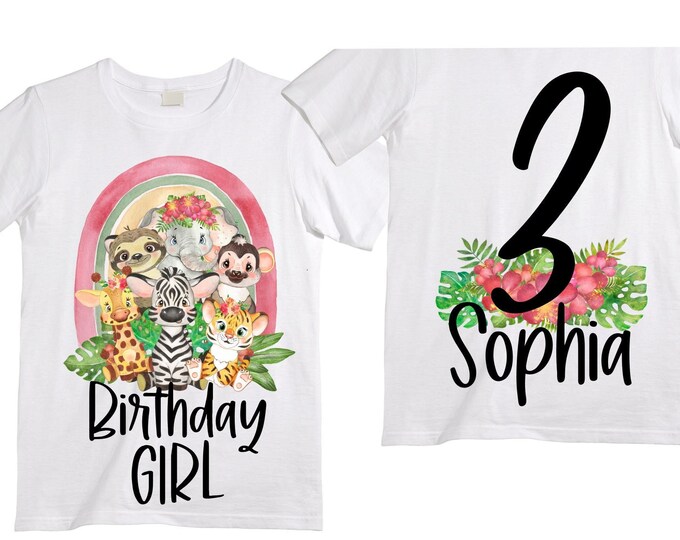 Personalized Young Wild and THREE Safari Rainbow Themed Birthday Shirt. Safari Birthday Shirt. THIRD Birthday Shirt