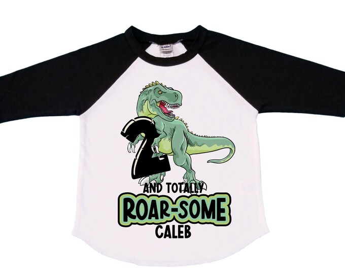 Personalized Two Rex Dinosaur theme Birthday Shirt. Two Birthday. Boy's Dino Birthday Shirt. Dinosaur Birthday Shirt.