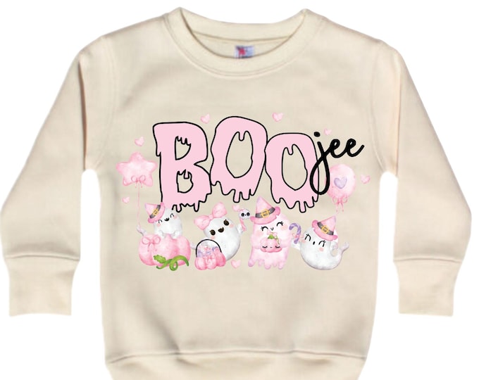 Cute Halloween Fleece Sweatshirt. Boo. Boo jee. Girls Halloween. Girls Halloween. Girl Ghost Sweatshirt. Cute Halloween . Pink Halloween
