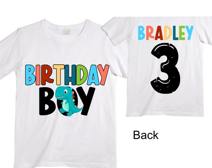 Personalized Dinosaur theme Birthday Shirt. Three Birthday. Boy's Dino Birthday Shirt. Dinosaur Birthday Shirt. THREE Rex