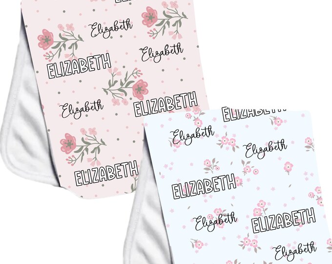 Personalized Burp Cloth and Bib Set. Baby Shower Gift. Newborn Gift Idea