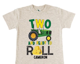 Personalized Farm Tractor Farm Animal theme Birthday Shirt. Two Birthday. Boy's Tractor Birthday Shirt.  Farm Birthday Shirt.