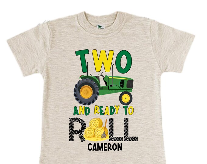 Personalized Farm Tractor Farm Animal theme Birthday Shirt. Two Birthday. Boy's Tractor Birthday Shirt.  Farm Birthday Shirt.