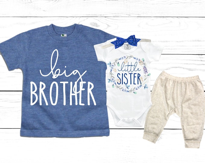 Big Brother/Little Sister Matching Sibling Set. Baby Shower Gift. Take Home Outfit. Matching Sibling Set