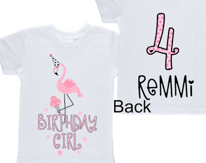 Personalized Flamingo Tropical Four Birthday Girl Shirt. Cake Smash Birthday Shirt. 4th . Birthday Shirt