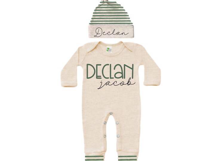 Personalized Name Baby Outfit. Baby Shower Gift. New Born Bring Home Outfit.