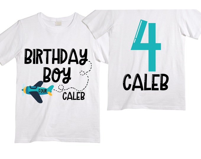 Personalized Airplane FOUR  Airplane theme Birthday Shirt. FOUR Birthday. Boy's Racing Birthday . Airplane Party Birthday
