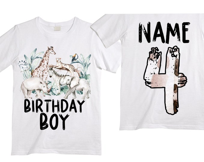 Personalized Let's Get Wild Birthday Shirt. FOUR  Birthday. Boy's Truck Birthday Shirt. Safari Birthday Shirt.