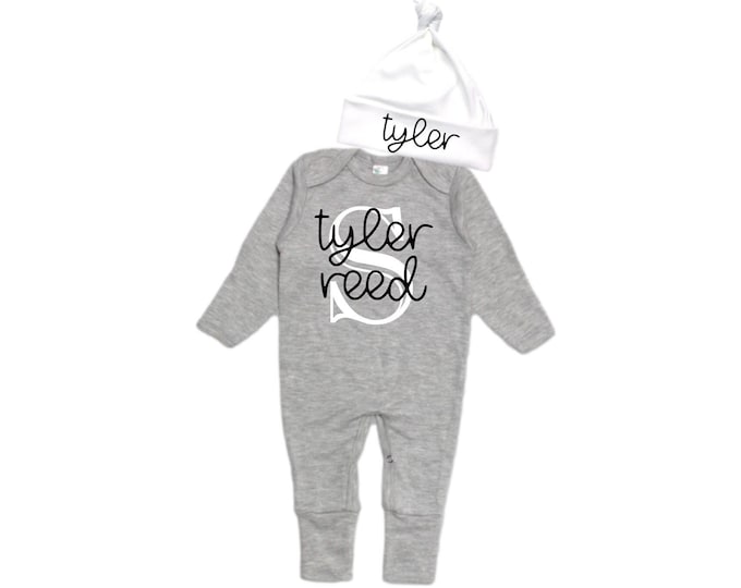 Personalized Name Baby Outfit. Baby Shower Gift. New Born Bring Home Outfit.