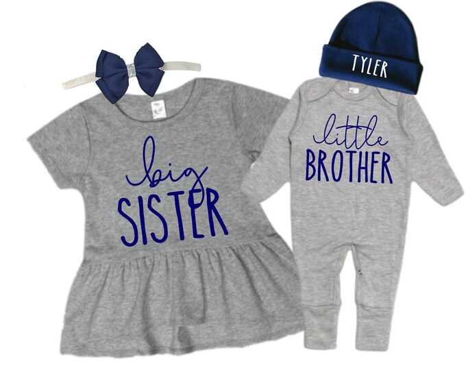 Big Sister SHIRT /Little Brother Matching Sibling Set. Baby Shower Gift. Take Home Outfit. Matching Sibling Set
