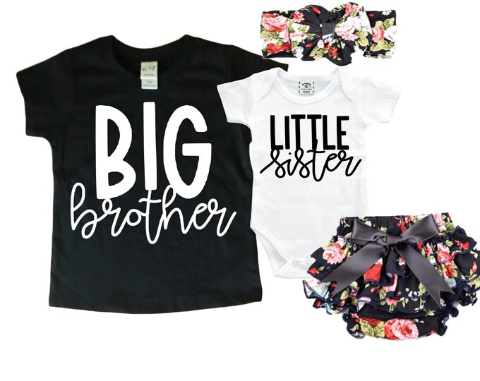 Big Brother/Little Sister Matching Sibling Set. Baby Shower Gift. Take Home Outfit. Matching Sibling Set