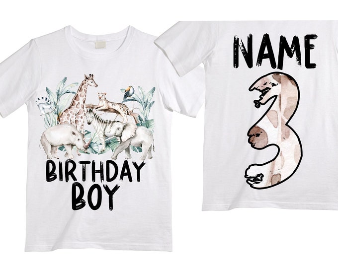 Personalized Let's Get Wild Birthday Shirt. THREE Birthday. Boy's Truck Birthday Shirt. Safari Birthday Shirt.