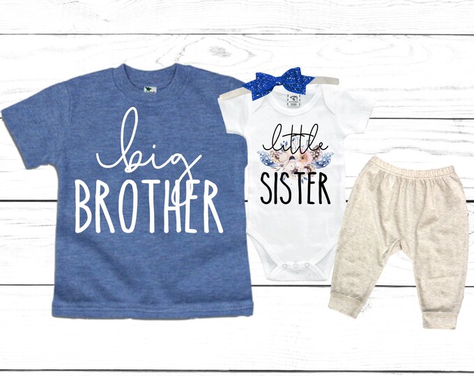 Big Brother/Little Sister Matching Sibling Set. Baby Shower Gift. Take Home Outfit. Matching Sibling Set