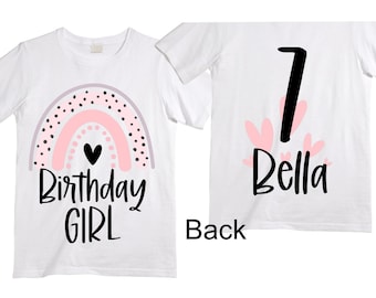 Personalized Rainbow SEVEN  Birthday Girl Shirt. Cake Smash Short Sleeve Birthday Shirt. 7th . Birthday Shirt