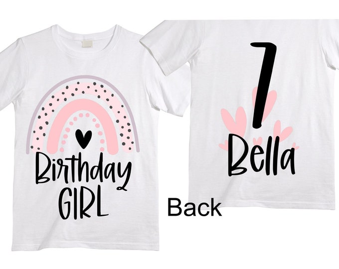 Personalized Rainbow SEVEN  Birthday Girl Shirt. Cake Smash Short Sleeve Birthday Shirt. 7th . Birthday Shirt