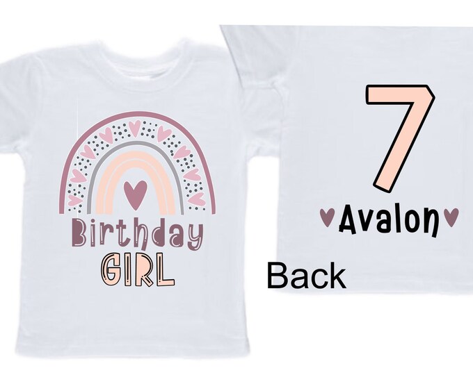Personalized Rainbow SEVEN  Birthday Girl Shirt. Cake Smash Short Sleeve Birthday Shirt. 7th . Birthday Shirt