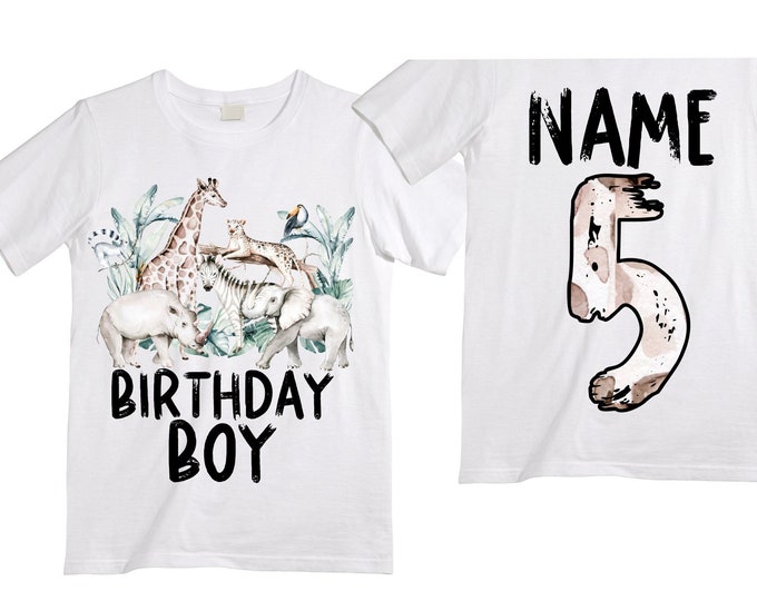 Personalized Let's Get Wild Birthday Shirt. FIVE Birthday. Boy's Safari Shirt. Safari Themed Birthday Shirt.