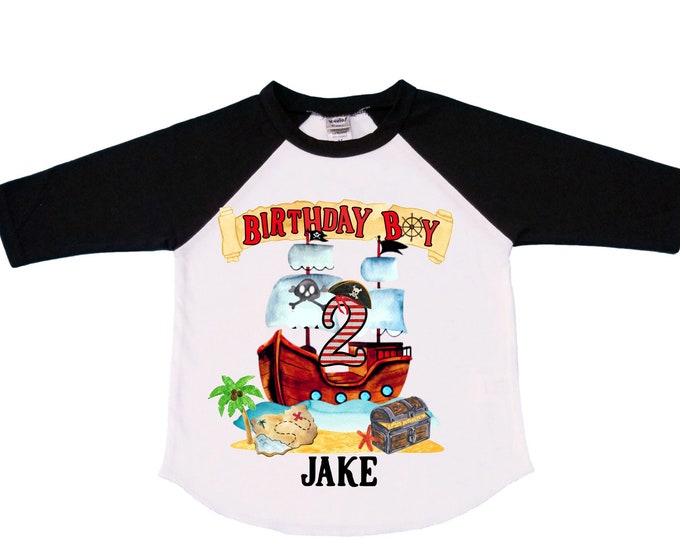Personalized Pirate Ship theme Birthday Shirt. Two Birthday. Boy's Pirate Birthday. Shiver Me Timbers. Ahoy Matey. Arr. Arragh Shirt. Pirate