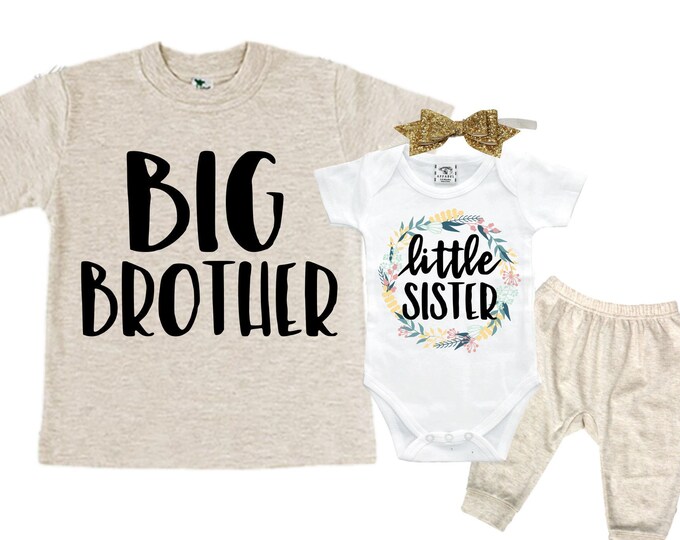 Big Brother/Little Sister Matching Sibling Set. Baby Shower Gift. Take Home Outfit. Matching Sibling Set