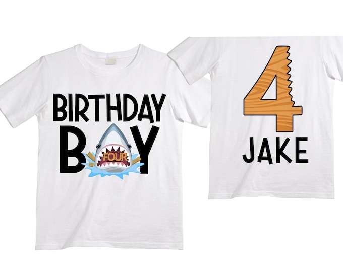 Being FOUR is JAW-SOME Birthday Four theme Birthday Shirt. 4th  Birthday. Ocean Birthday Shirt. Shark Theme Birthday Shirt.