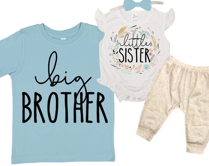 Big Brother/Little Sister Matching Sibling Set. Baby Shower Gift. Take Home Outfit. Matching Sibling Set