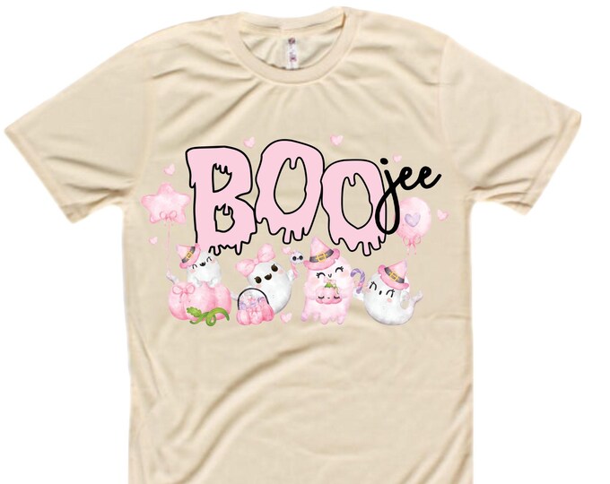 Women's Unisex Cute Halloween TShirt. Boo. Boo jee. Halloween. Mom Halloween. Ghost Shirt. Cute Halloween. Pink Halloween