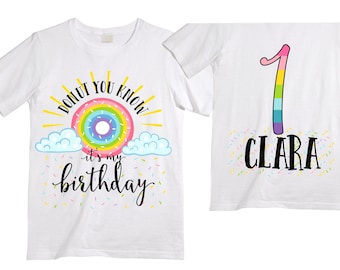 Personalized Donut You Know it's my Birthday Donut Rainbow ONE Birthday Girl Shirt. Cake Smash Birthday Shirt. ONE. Birthday Shirt