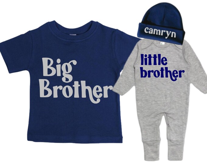 Big Brother/Little Brother Matching Sibling Set. Baby Shower Gift. Take Home Outfit. Matching Sibling Set