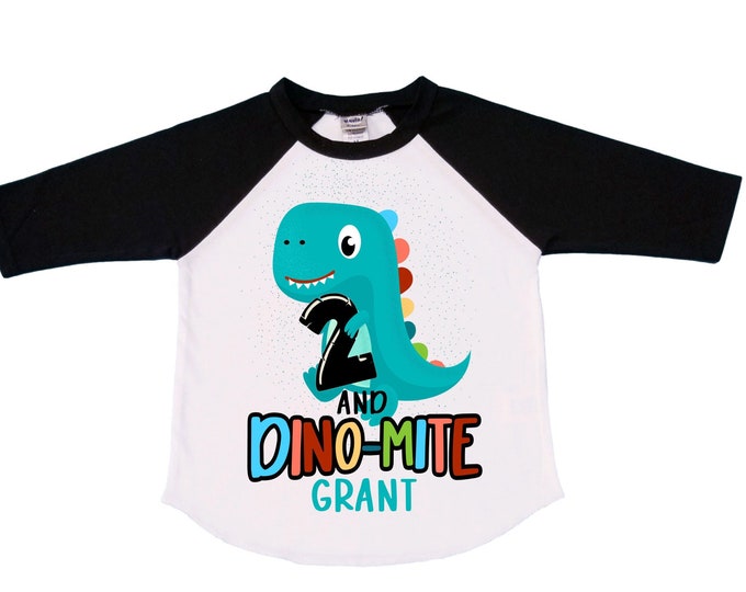 Personalized Two Rex Dinosaur theme Birthday Shirt. Two Birthday. Boy's Dino Birthday Shirt. Dinosaur Birthday Shirt.