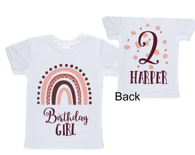 Personalized Rainbow TWO Birthday Girl Shirt. Cake Smash Sleeve Birthday Shirt. TWO . Birthday Shirt