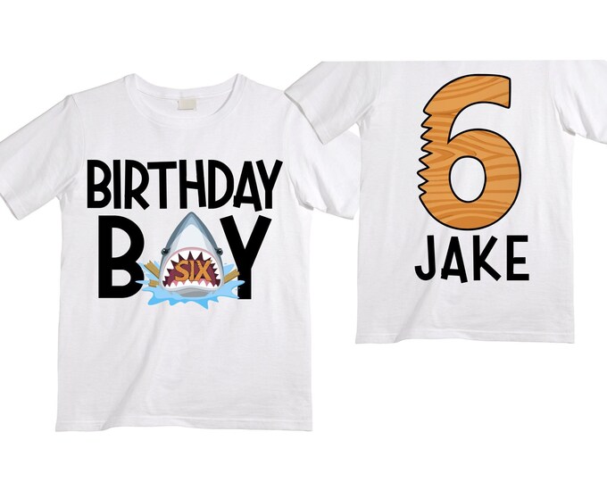 Being SIX is JAW-SOME Birthday Six theme Birthday Shirt. 6th  Birthday. Ocean Birthday Shirt. Shark Theme Birthday Shirt.